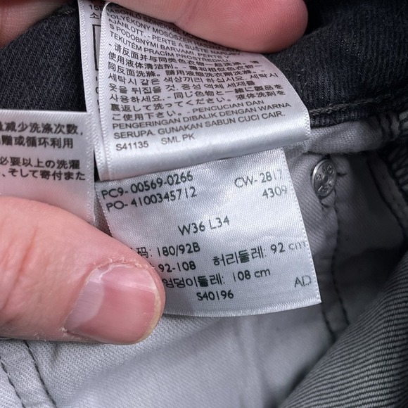 Levis 569 Jeans Mens 36x34 Grey Black Loose Straight Fit Baggy Stretch Denim - Picture 12 of 13